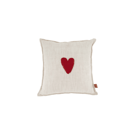 Zusss Kussen Hartje 35x25cm Naturel / Roze / Rood