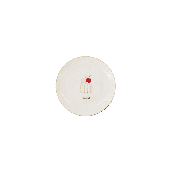 Zusss Gebaksbordje Taartje Hoera Wit / Roze / Rood