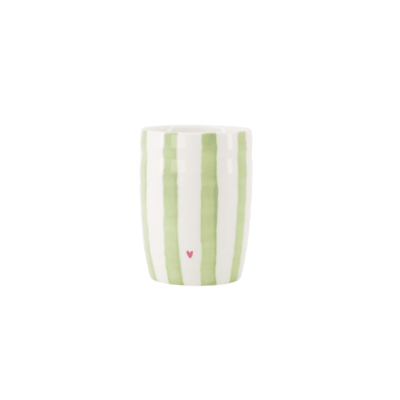 Zusss Koffiemok Streep Hartje Wit / Lichtgroen / Fuchsia