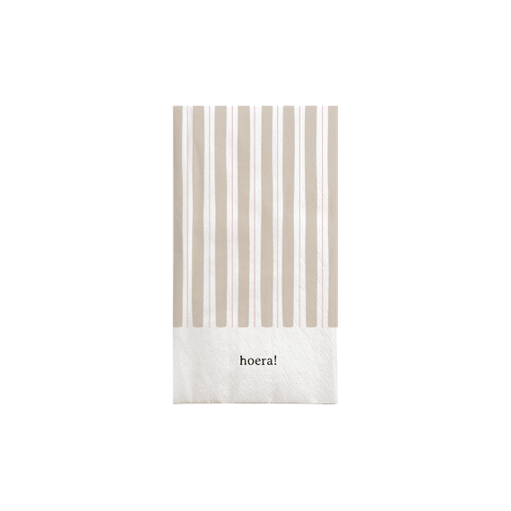 Zusss Servetten Rechthoek Streep Hoera Zand / Rood