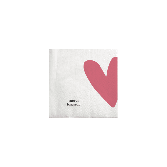 Zusss Servetten Vierkant Merci Beaucoup Hart Wit / Zwart / Fuchsia
