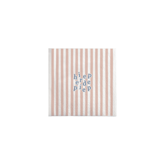 Zusss Servetten Vierkant Streep Hieperdepiep Wit / Roze / Blauw