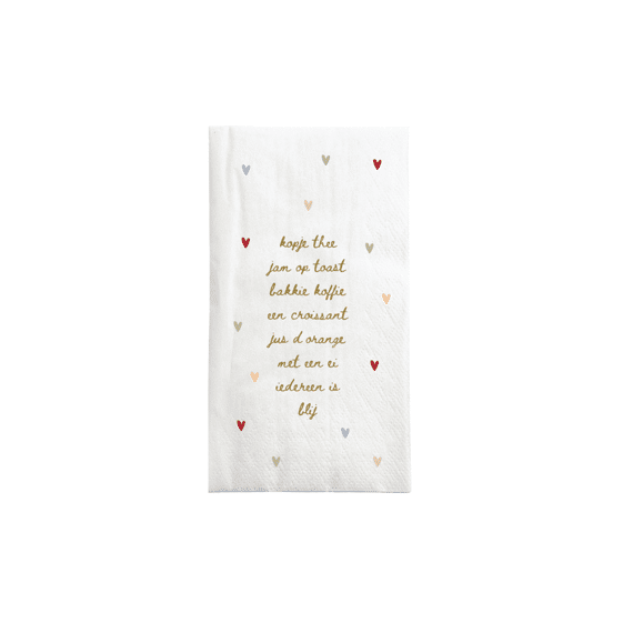 Zusss Servetten Rechthoek Iedereen Is Blij Hartjes Off White / Multicolor