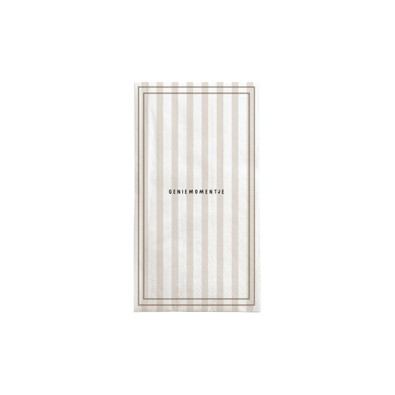 Zusss Servetten Rechthoek Streep Genietmomentje Wit / Zand / Bruin