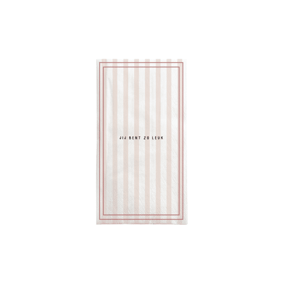 Zusss Servetten Rechthoek Streep Jij Bent Zo Leuk Wit / Roze