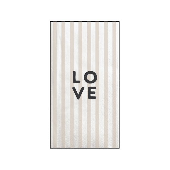 Zusss Servetten Rechthoek Streep Love Wit / Zand