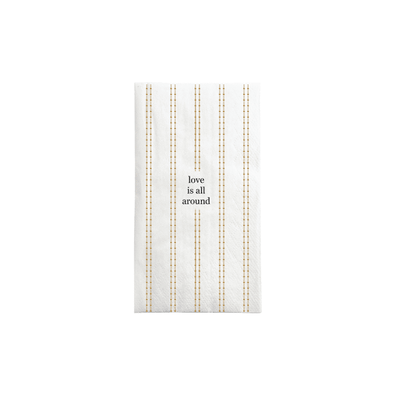 Zusss Servetten Rechthoek Streep Love Is All Around Wit / Oker