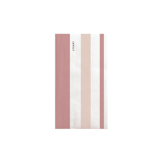 Zusss Servetten Rechthoek Streep Lovely Wit / Roze / Donkerroze