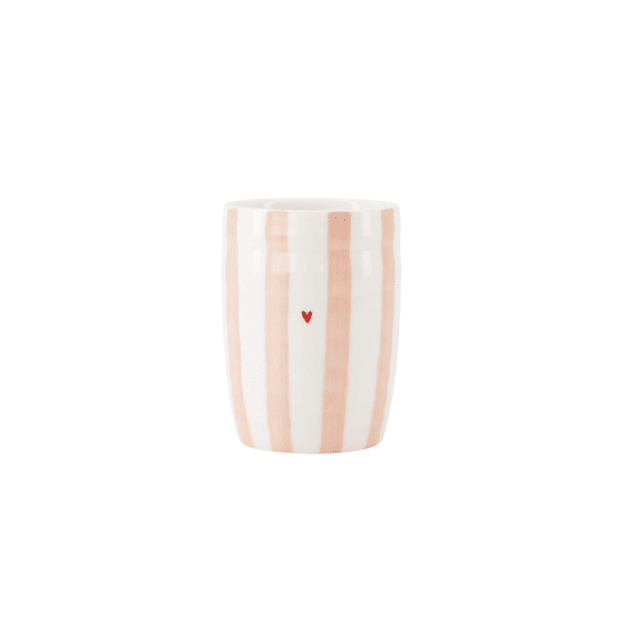 Zusss Koffiemok Streep Hartje Wit / Roze / Rood