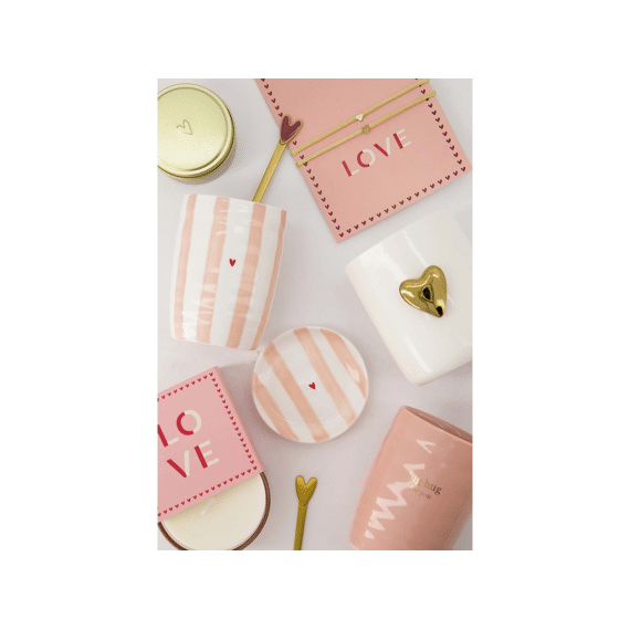 Zusss Koffiemok Streep Hartje Wit / Roze / Rood