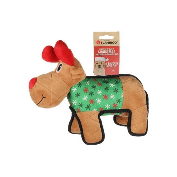 Kerst Quilty Rendier Bruin 14x27,5x22,5cm