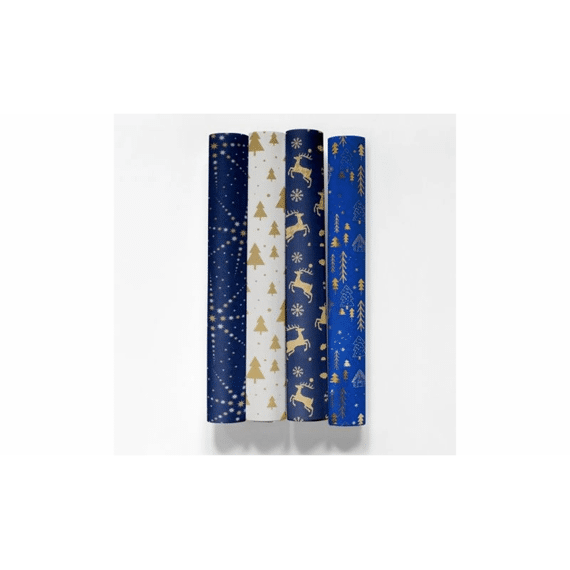 Kerstpapier Midnight Blue X-mas 1.5mx70cm