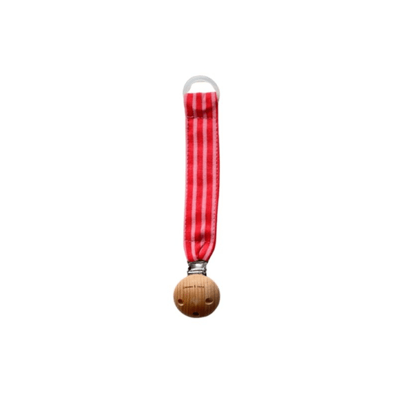 Chewies And More Fopspeenketting Linnen Red & Pink Stripes