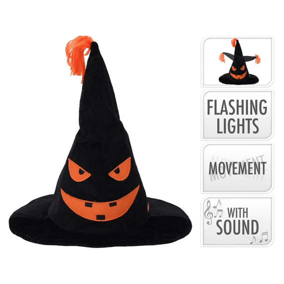 Halloween Hoed 36cm Met Geluid/beweging/led