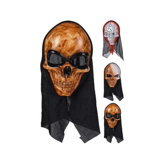 Masker Skelet Met Doek 24x16cm - 3ass