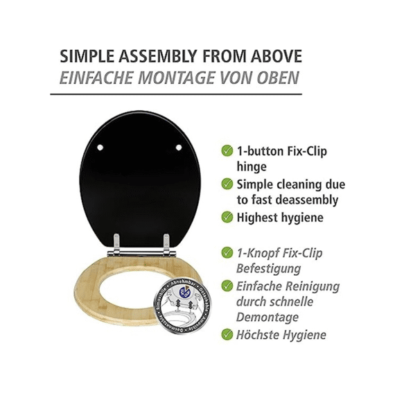 Wenko Toiletzitting Bambusa Zwart Mdf/bamboe