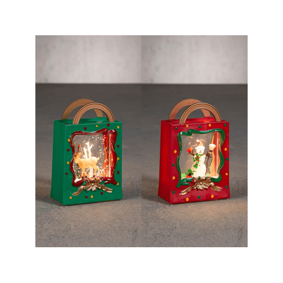 Lantaarn Handtas Rood Groen Warm Wit Led Op Batterijen Met Timer Assortiment Prijs Per Stuk