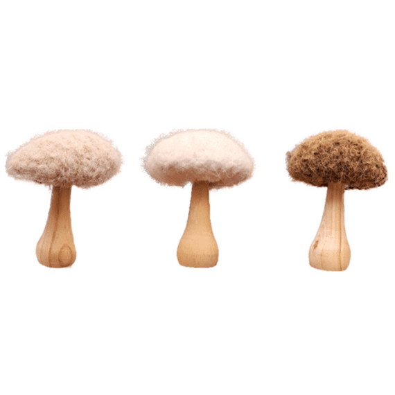 Decoratie Paddestoel Wit L.bruin Bruin Fsc 100% - L11xb11xh13cm Assortiment Prijs Per Stuk