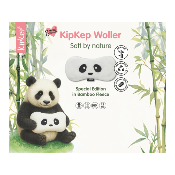Kipkep Woller Warmtekussen Limited Edition Panda White Bamboo Fleece