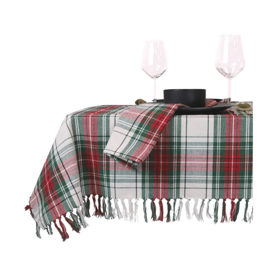 Tafelkleed Xmas Tartan 150x300cm White