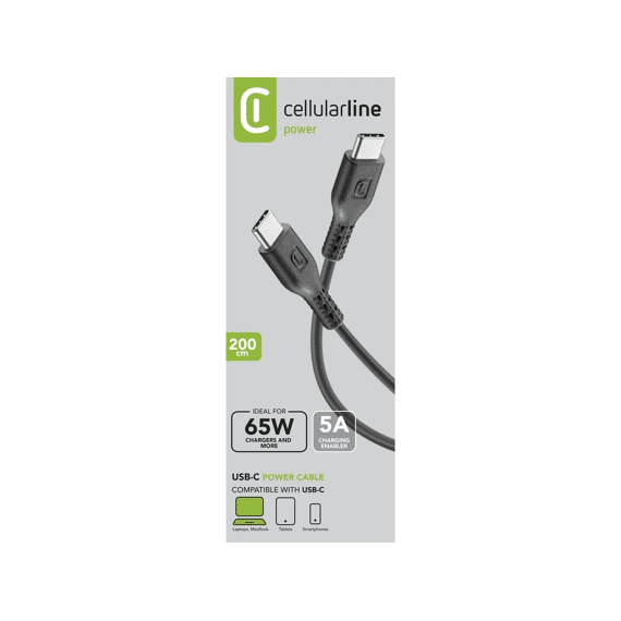 Cellularline Usb Kabel Kevlar Usb-c Naar Usb-c 2m Zwart