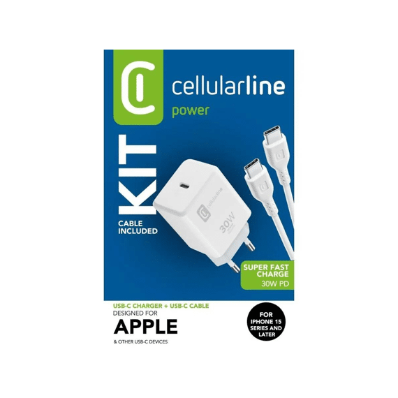 Cellularline Reislader Kit Met Usb-c Kabel 30w 1m Wit