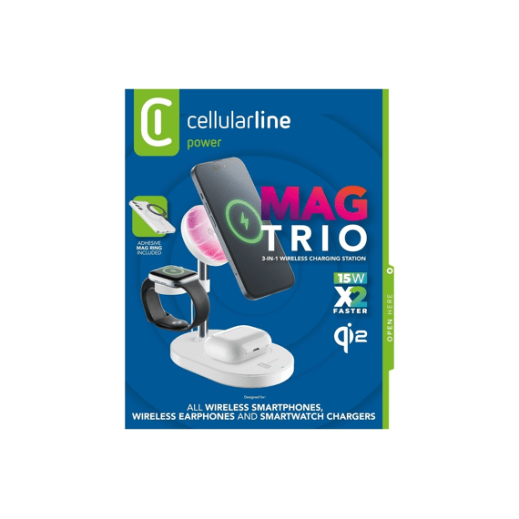 Cellularline Laadstation Mag Trio 3-in-1 Qi2 Draadloos Wit