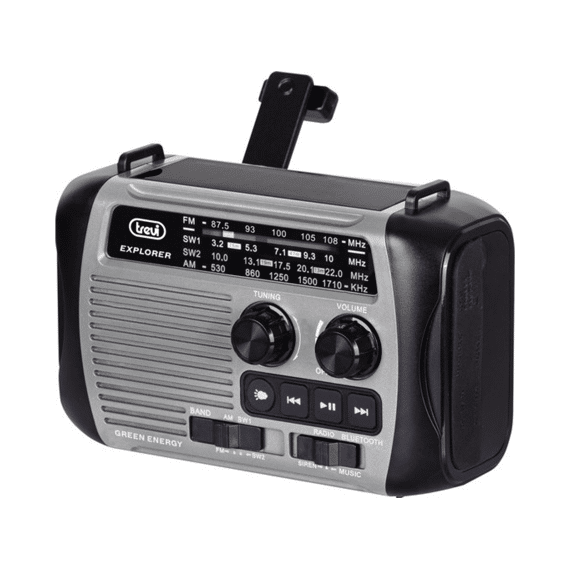 Trevi Powerbank Oplaadbare Noodradio Zonne-energie Grijs