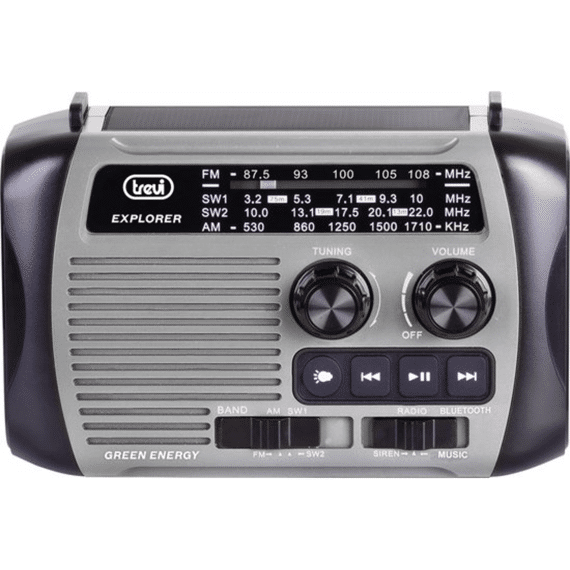 Trevi Powerbank Oplaadbare Noodradio Zonne-energie Grijs