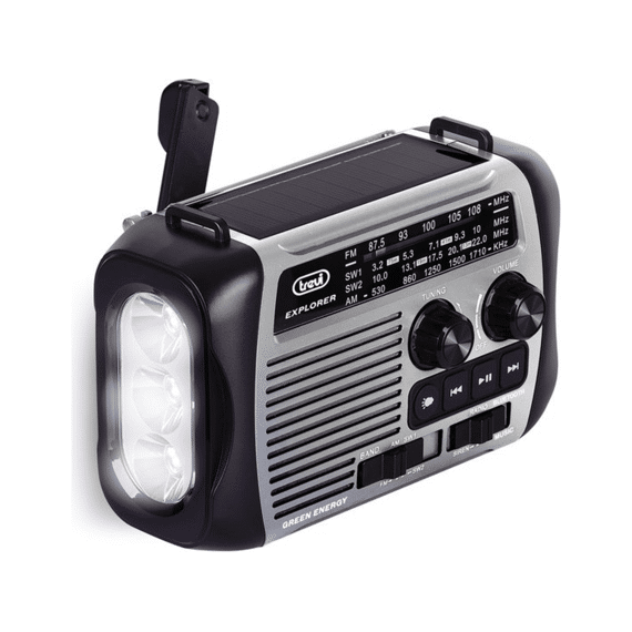 Trevi Powerbank Oplaadbare Noodradio Zonne-energie Grijs