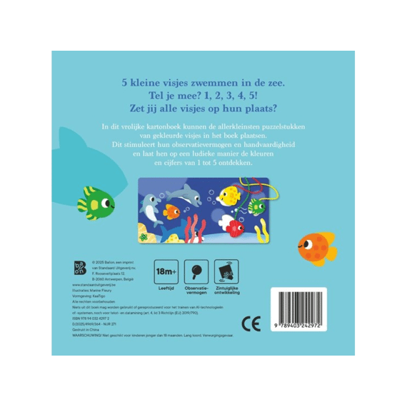 Karton/puzzelboek 5 Kleine Visjes