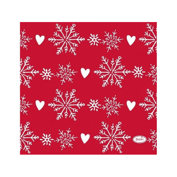 Duni Servetten 24x24cm 20stuks Winter Flakes Hearts