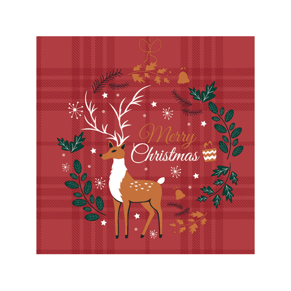 Duni Servetten 33x33cm 20stuks Xmas Tartan Wreath