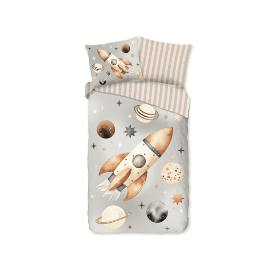 Good Morning Dekbedovertrek Explore Grijs 140x220+1 60x70cm