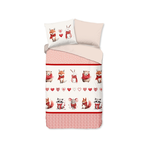 Good Morning Dekbedovertrek Kids Flanel Rood 140x220+1 60x70cm