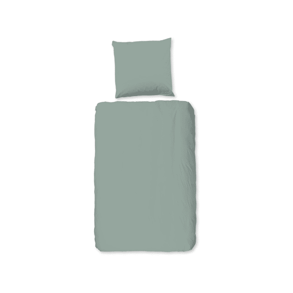 Good Morning Dekbedovertek Flanel Groen 140x220+1 60x70cm