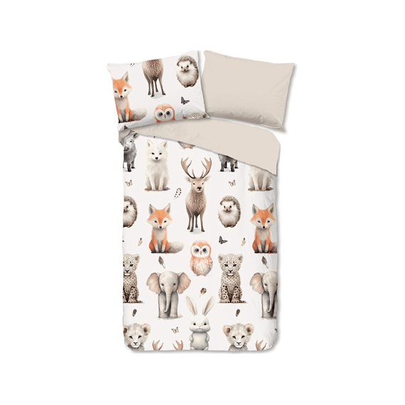Good Morning Dekbedovertrek Kids Flanel Sven Wit 140x220+1 60x70cm