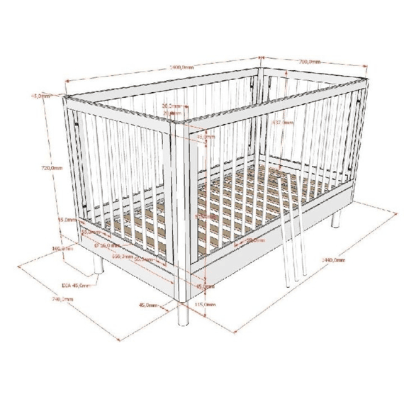 Jaxx Forrest Eik Bed/bank 70x140