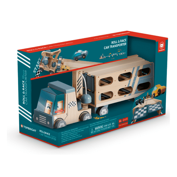 Topbright Roll & Race Houten Autotransporter Met 8 Autos