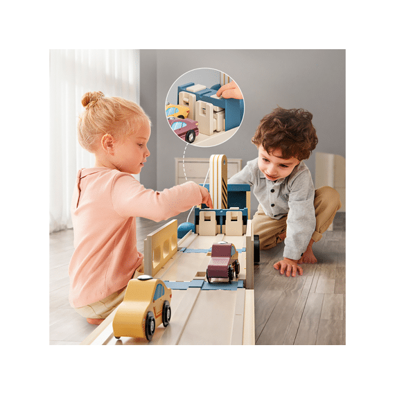 Topbright Roll & Race Houten Autotransporter Met 8 Autos