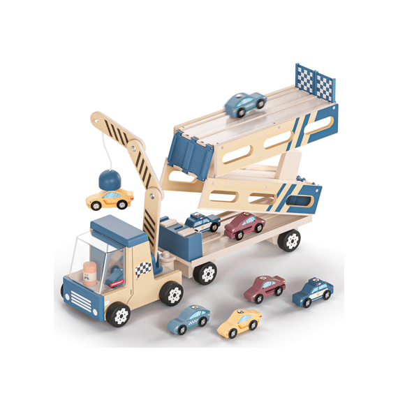 Topbright Roll & Race Houten Autotransporter Met 8 Autos