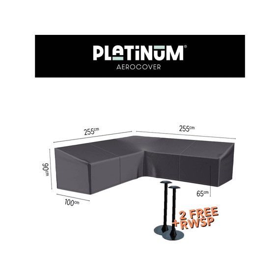 Platinum Aerocover Lounge Set Hoge Rug Hoes L-vorm 255x255x100xh65/90cm