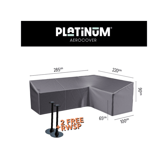 Platinum Aerocover Lounge Set Hoge Rug Hoes L-vorm 285x220x100xh65/90cm Rechts