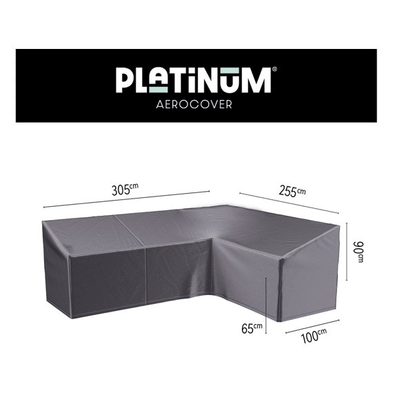 Platinum Aerocover Lounge Set Hoge Rug Hoes L-vorm 305x255x100xh65/90cm Rechts
