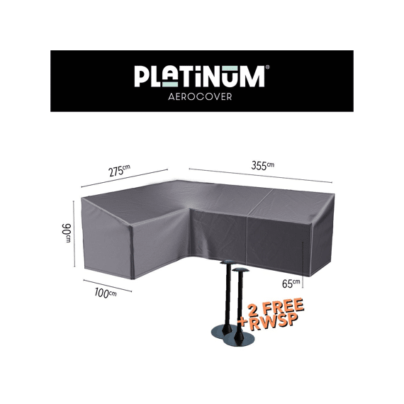Platinum Aerocover Lounge Set Hoge Rug Hoes L-vorm 355x275x100xh65/90cm Links
