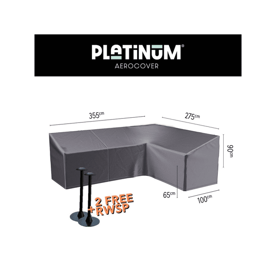 Platinum Aerocover Lounge Set Hoge Rug Hoes L-vorm 355x275x100xh65/90cm Rechts