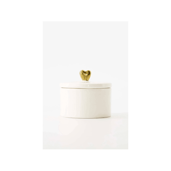 Zusss Bewaarpot Keramiek Hartje Wit/goud