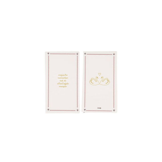 Zusss Servetten Rechthoek Magische Momenten Wit/donkerrood