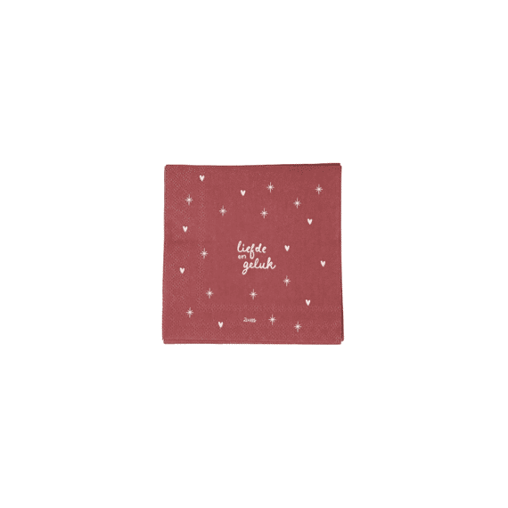 Zusss Servetten Vierkant Liefde En Geluk Wit/donkerrood