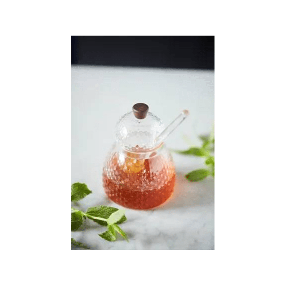 Point-virgule Set Van Honingpot En Lepel Uit Gehamerd Borosilicaatglas